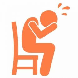 orange character confused head in hands