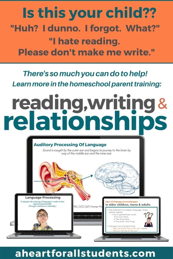 sample images on a laptop from homeschool parenting training readin, auditory processing