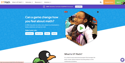 photo of landing page of ST math